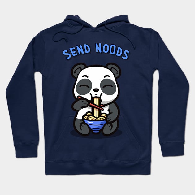 Kawaii Panda Eating Ramen Send Noods Funny Kawaii Panda Blue Hoodie by AstroWolfStudio